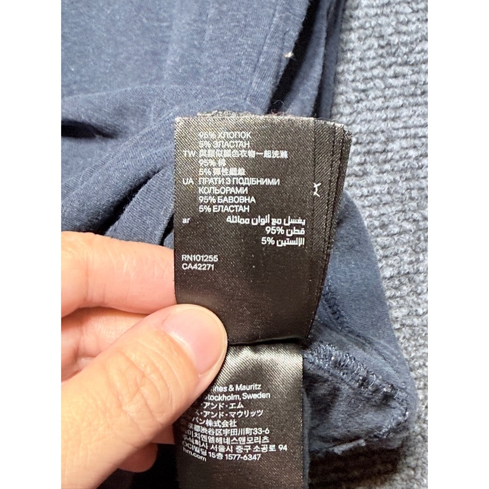 H&M V-Neck T-Shirt Women Small Blue Basic Fine Cotton Stretch - Picture 6 of 9
